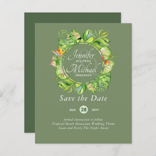 BUDGET Tropisch Leaf Hawaiian Luau Wedding (Voorkant / Achterkant)