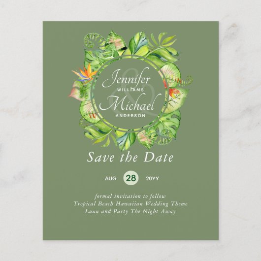 BUDGET Tropisch Leaf Hawaiian Luau Wedding (Voorkant)