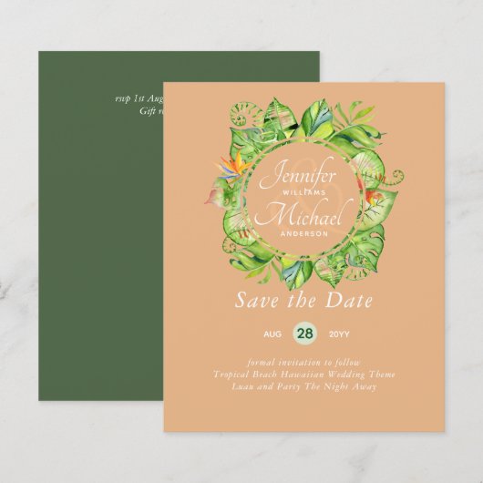 BUDGET Tropisch Leaf Hawaiian Luau Wedding (Voorkant / Achterkant)