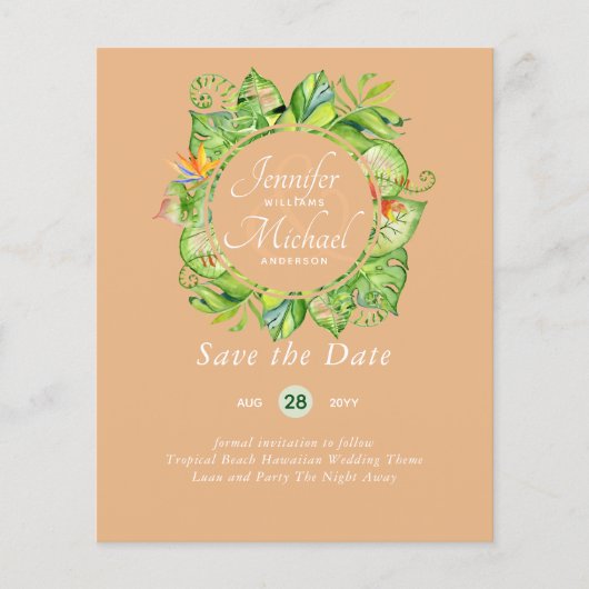 BUDGET Tropisch Leaf Hawaiian Luau Wedding (Voorkant)