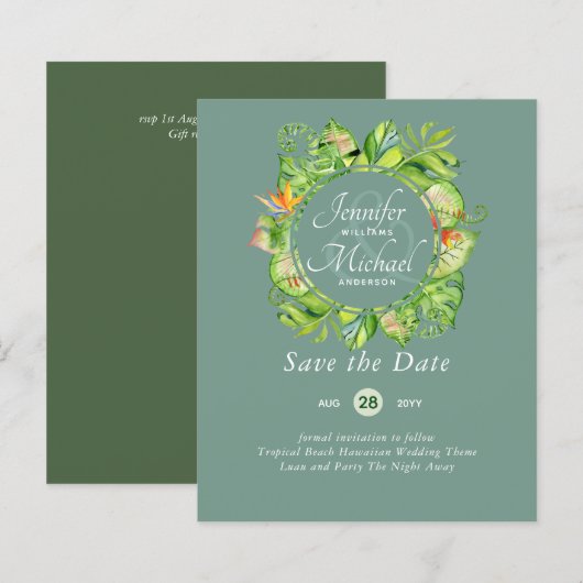 BUDGET Tropisch Leaf Hawaiian Luau Wedding (Voorkant / Achterkant)