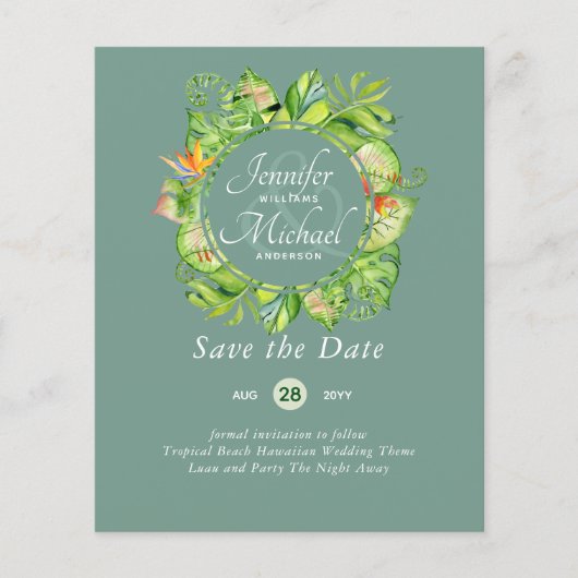 BUDGET Tropisch Leaf Hawaiian Luau Wedding (Voorkant)