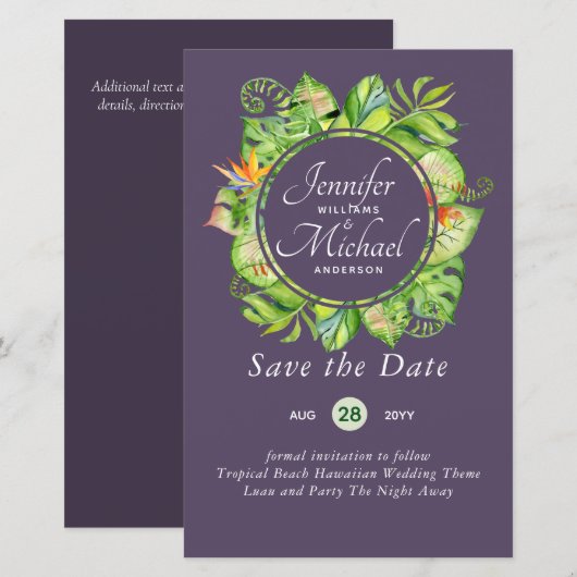 BUDGET Tropisch Leaf Hawaiian Luau Wedding (Voorkant / Achterkant)