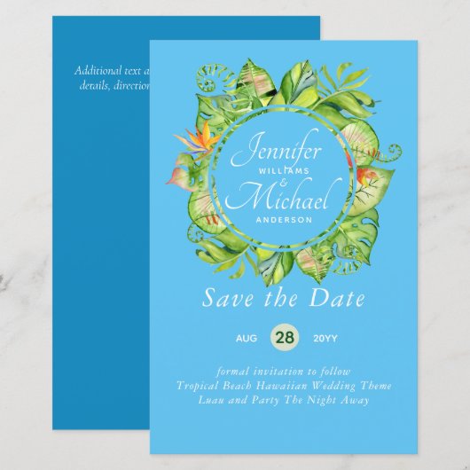 BUDGET Tropisch Leaf Hawaiian Luau Wedding (Voorkant / Achterkant)