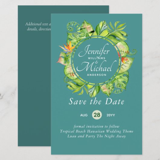 BUDGET Tropisch Leaf Hawaiian Luau Wedding (Voorkant / Achterkant)