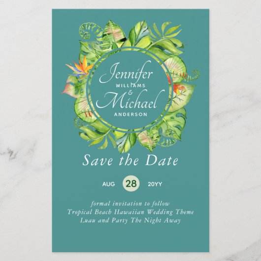 BUDGET Tropisch Leaf Hawaiian Luau Wedding (Voorkant)