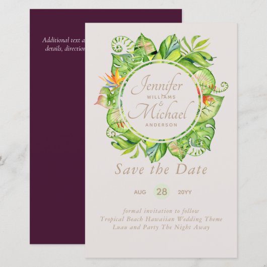 BUDGET Tropisch Leaf Hawaiian Luau Wedding (Voorkant / Achterkant)