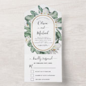 Budget Tropisch Magnolia Bloemachtig Huwelijks RSV All In One Uitnodiging (Binnen)