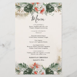 Budget Tropisch Palm Greenery Wedding Menu