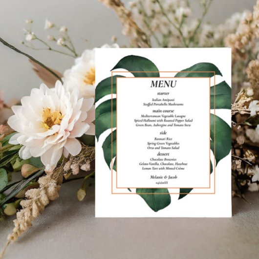 Budget Tropisch Palm Leaf bruiloft Menu