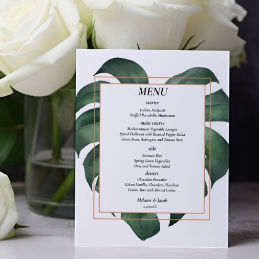 Budget Tropisch Palm Leaf bruiloft Menu