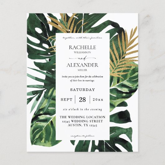 Budget Tropisch Palm Leaf Gold 1B Weddenschap (Voorkant)