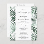 Budget Tropisch Palm Leaves Wedding Programme (Voorkant / Achterkant)