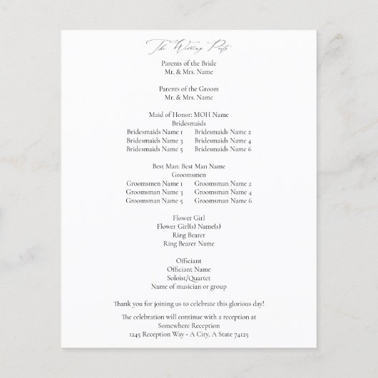 Budget Tropisch Palm Leaves Wedding Programme (Achterkant)
