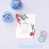 BUDGET Tropisch Pampas Gras Navy Bes Bruiloft Flyer (Enkel)