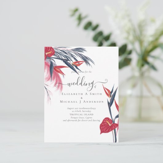 BUDGET Tropisch Pampasgras Navy Bes Trouwfeest (Staand voorkant)