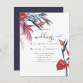 BUDGET Tropisch Pampasgras Navy Bes Trouwfeest (Voorkant / Achterkant)