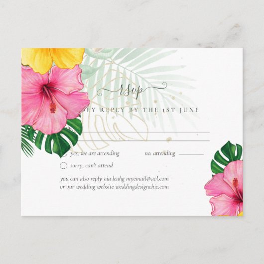 BUDGET Tropisch Paradijs Strand Bruiloft Bloemen Briefkaart (Voorkant)