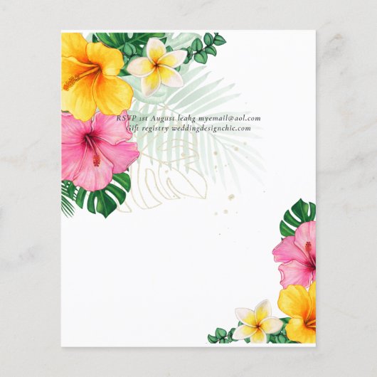 BUDGET Tropisch Paradijs Strand Bruiloft Bloemen Flyer (Achterkant)