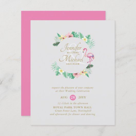 BUDGET Tropisch Roze Bruidsdouche of Trouwen (Voorkant / Achterkant)