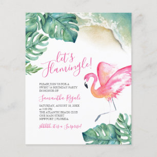 Budget Tropisch Roze Flamingo 16e verjaardagsfeest Flyer