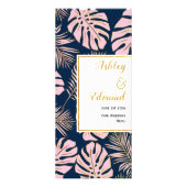 BUDGET Tropisch roze, marineblauw huwelijksmenu ka Reclamekaart (Voorkant)