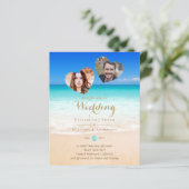 Budget Tropisch Strand Verloving Foto TROUW Uitnod (Staand voorkant)