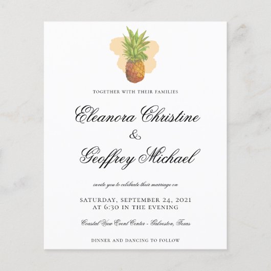 BUDGET Tropische anananas Waterverf bruiloft (Voorkant)