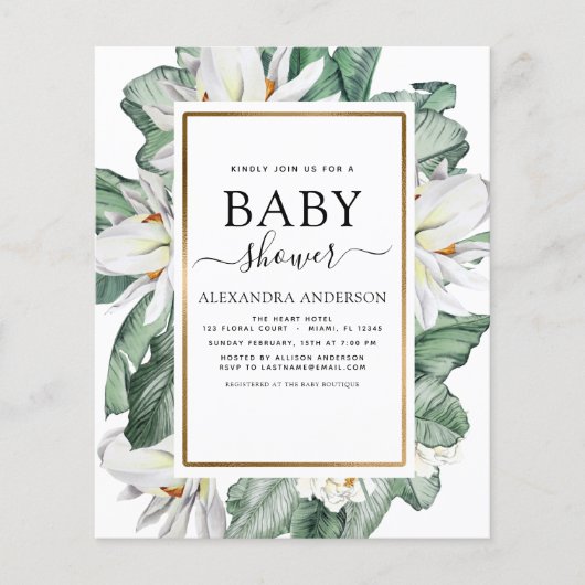 Budget Tropische Baby shower Uitnodiging Magnolia Flyer (Voorkant)