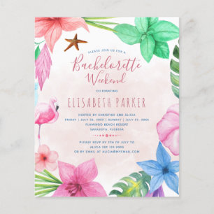 Budget tropische bachelorette partijuitnodiging flyer