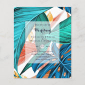 BUDGET Tropische Bladeren Bestemming Trouw Uitnodi (Voorkant)