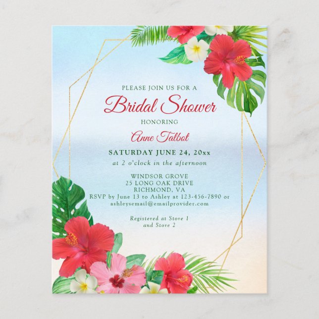 Budget Tropische Floral Bridal Shower (Voorkant)
