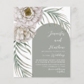 Budget Tropische Foliage & Arch Wedding Uitnodigin (Voorkant)