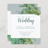 Budget Tropische Greenery Gray Wedding Invite (Voorkant / Achterkant)