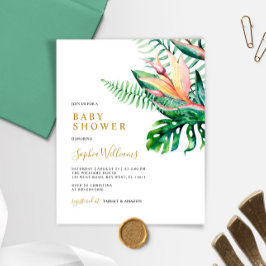 Budget Tropische Groene Baby Shower Uitnodiging