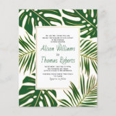 BUDGET tropische groene bladeren trouwuitnodiging (Voorkant)