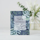 BUDGET Tropische Leaf Blue Blauwgroen Wedding Invi (Staand voorkant)