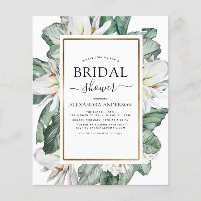 Budget Tropische Magnolia Bridal Shower (Voorkant)