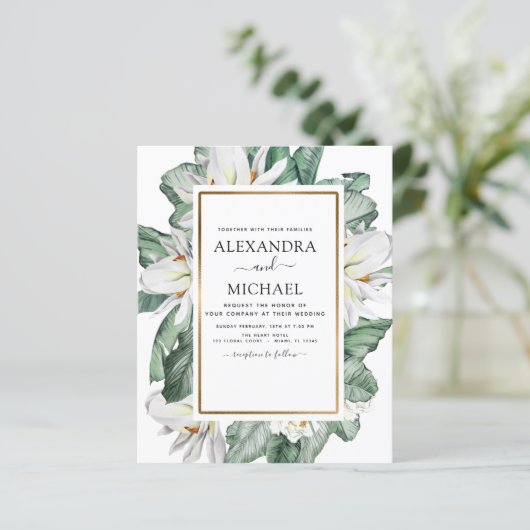 Budget Tropische Magnolia Floral Weddenschap (Staand voorkant)