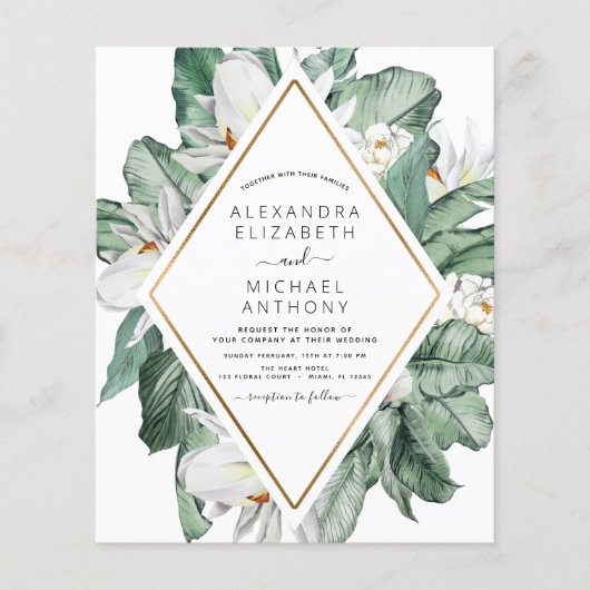 Budget Tropische Magnolia Floral Weddenschap Flyer (Voorkant)