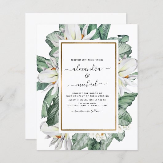 Budget Tropische Magnolia Palm Weddenschap (Voorkant / Achterkant)