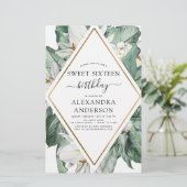Budget Tropische Magnolia Sweet 16 Uitnodiging (Staand voorkant)
