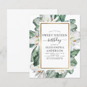 Budget Tropische Magnolia Sweet 16 Uitnodiging (Voorkant / Achterkant)