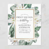 Budget Tropische Magnolia Sweet 16 Uitnodiging (Voorkant)