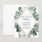 Budget Tropische Magnolia Sweet 16 Uitnodiging (Voorkant / Achterkant)