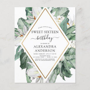 Budget Tropische Magnolia Sweet 16 Uitnodiging Flyer