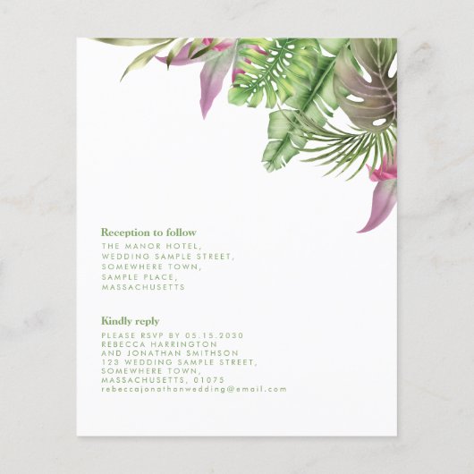 Budget Tropische marine Blue Wedding Invite (Achterkant)