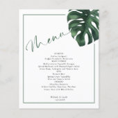 Budget Tropische Monstera Leaf Wedding Menu Flyer (Voorkant)