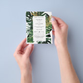 Budget Tropische Palm Leaf Gold 1B Wedding Flyer (Hand)