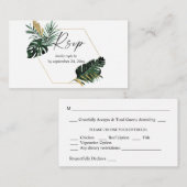 Budget Tropische Palm Leaf Goud 2SM Maaltijd RSVP Notitiekaartje (Voorkant / Achterkant)